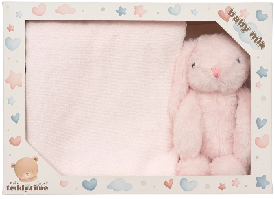 Dovanų rinkinys Baby Mix – pliušinis zuikutis ir vonios rankšluostis