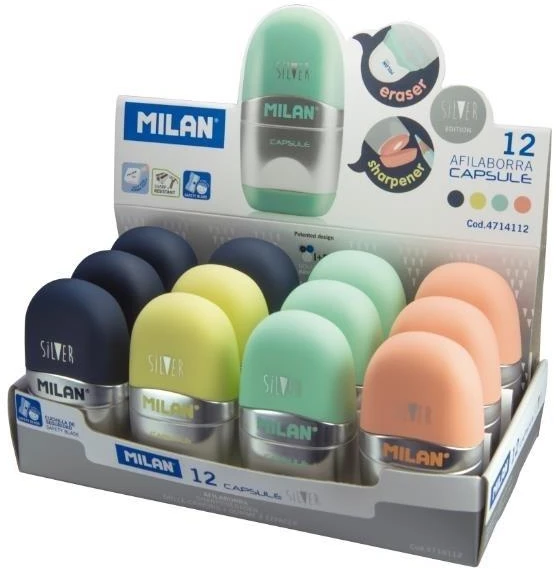 Drožtukas su trintuku ir dėžute Capsula Sidabrinis 12 vnt. Milan