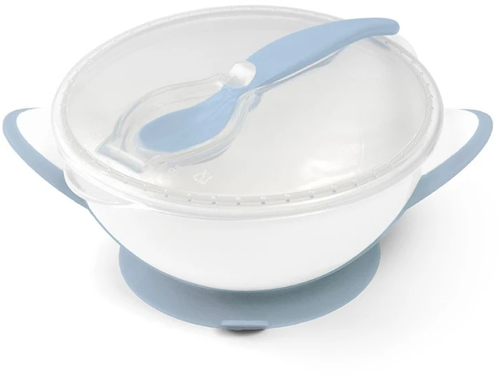 Baby Ono BabyOno lėkštė limpančiu dugnu + šaukštelis Nuo 6+ mėn., mėlyna, 1063/05