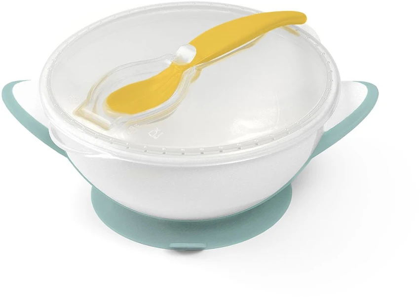 Baby Ono BabyOno lėkštė limpančiu dugnu + šaukštelis Nuo 6+ mėn., geltonas, 1063/04
