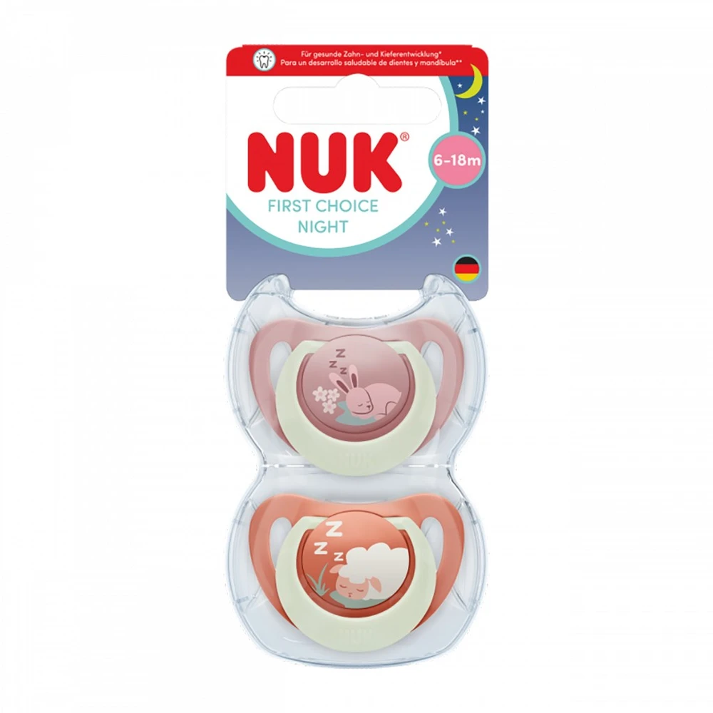 Dummy NUK First Choice Night 0-6 mėn. 2 vnt. zuikutis/avis