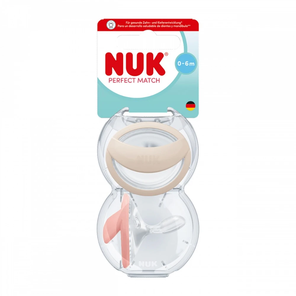 Dummy NUK Perfect Match 0-6 mėn. 2 vnt. smėlio ir raudonos spalvos