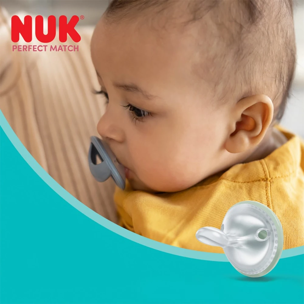 Dummy NUK Perfect Match čiulptukas, silikoninis, 0-6 mėn., 2 vnt., žalia/mėlyna