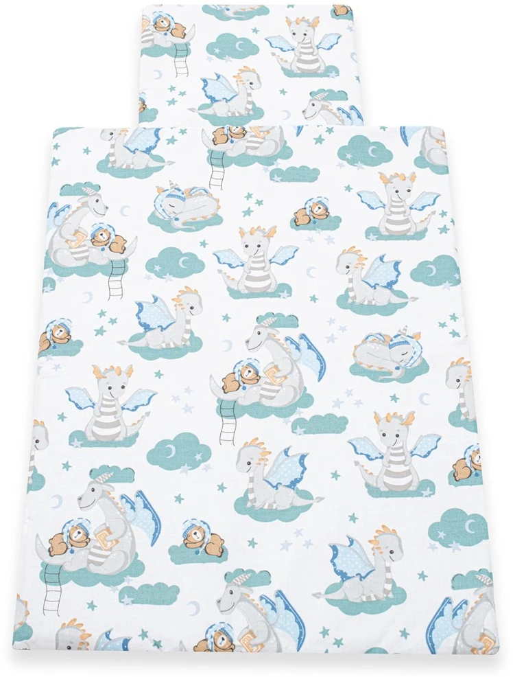 Dviejų pusių aksomo ir medvilnės rinkinys vežimėliui New Baby Dragon