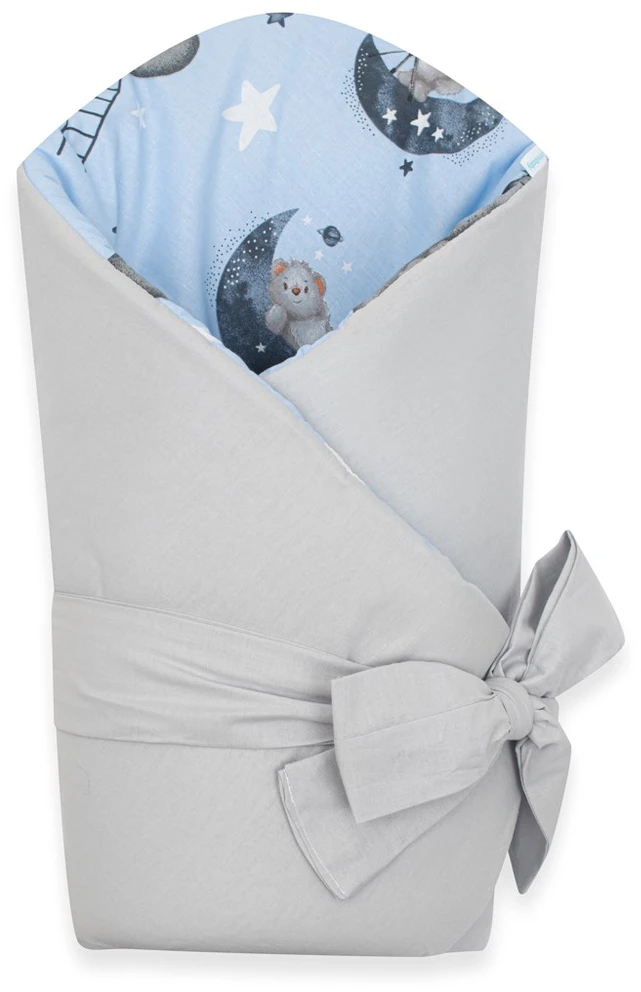 Dvipusis kūdikių vystyklas New Baby Teddy meškiukas kosmose 80x80 cm