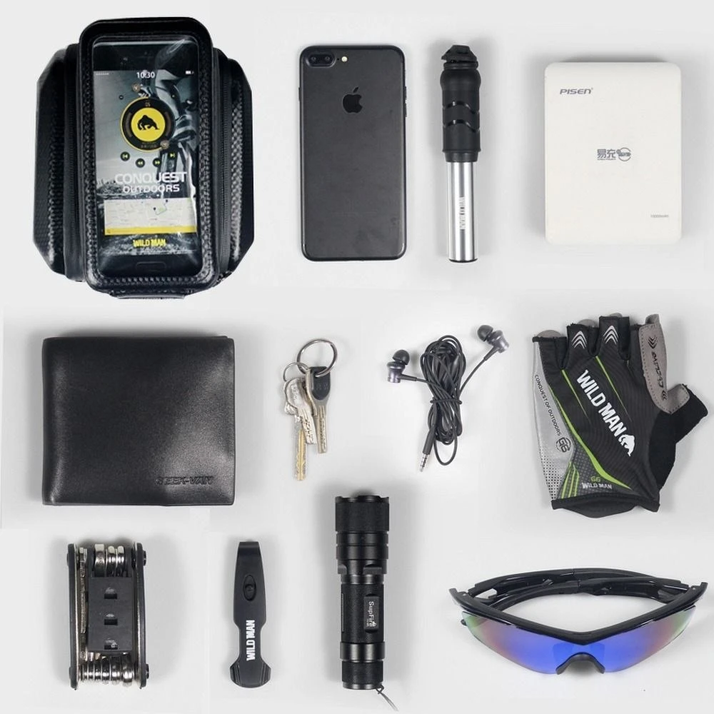 Forever Universalus telefono laikiklis WILDMAN E6S 1,2L 4"- 7" dviračiui su užtrauktuku juodas