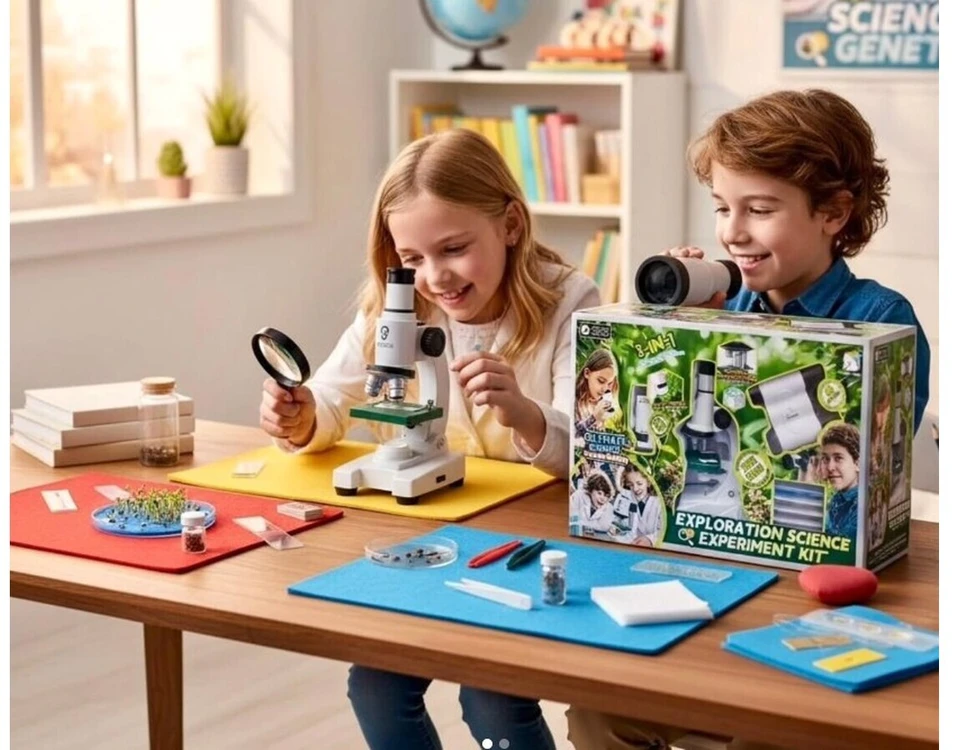 Edukacinis 3in1 mikroskopas didinimu iki 1200x