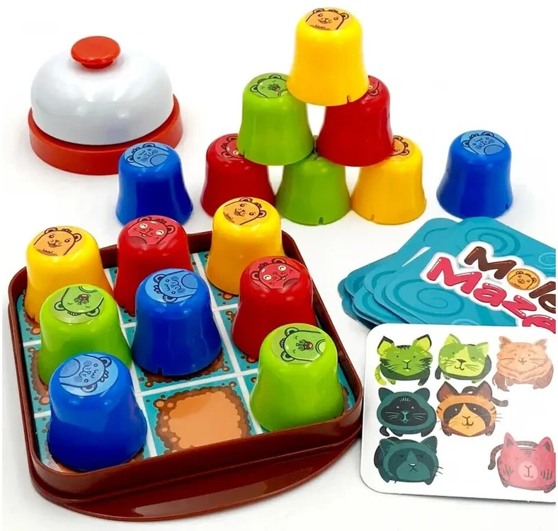Edukacinis loginis žaidimas MOLE MAZE 2in1 su kortelėmis ir kryžiuku