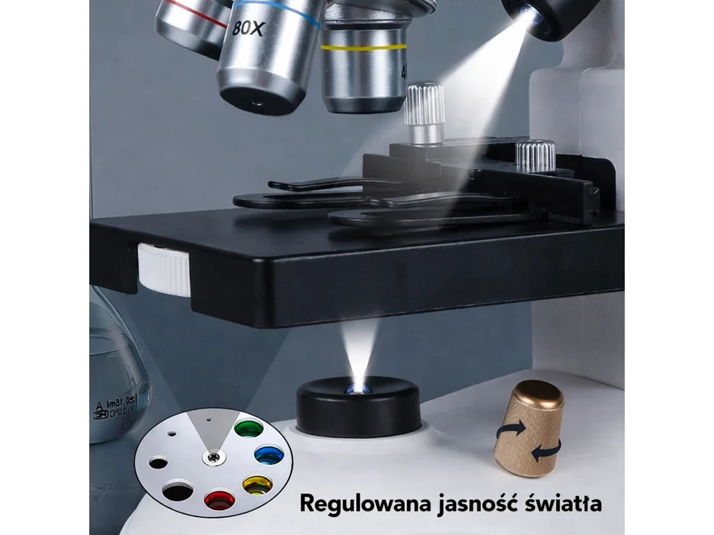 Edukacinis mikroskopas su LED apšvietimu 200x 800x 1600x