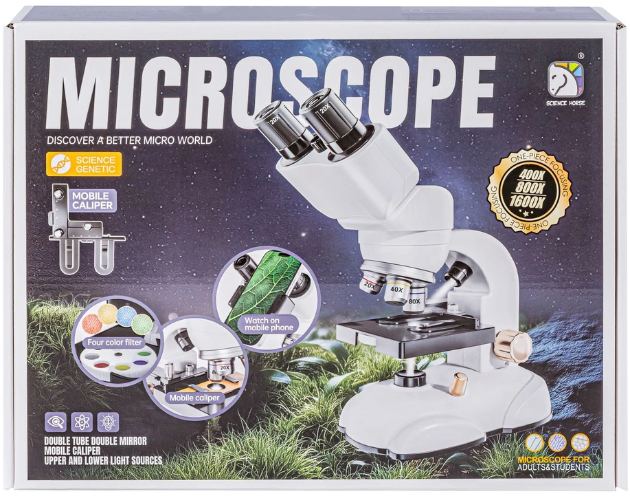 Edukacinis mikroskopas su LED apšvietimu 200x 800x 1600x