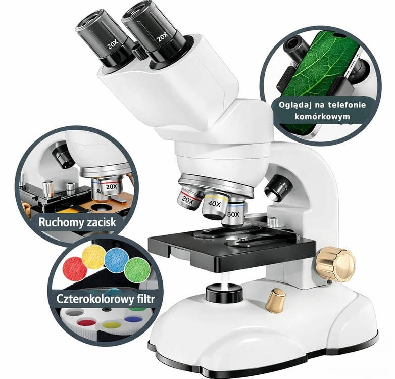 Edukacinis mikroskopas su LED apšvietimu 200x 800x 1600x
