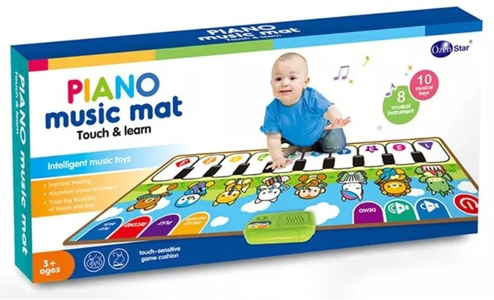 Edukacinis muzikinis kilimėlis vaikams pianinas 80x30 cm