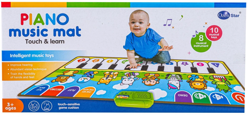 Edukacinis muzikinis kilimėlis vaikams pianinas 80x30 cm