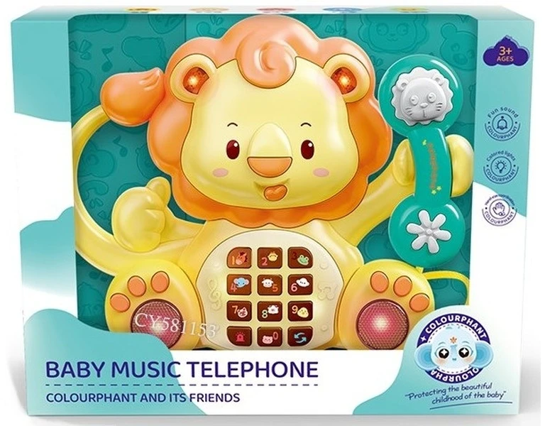 Edukacinis muzikinis liūtas su telefonu ir apšvietimu