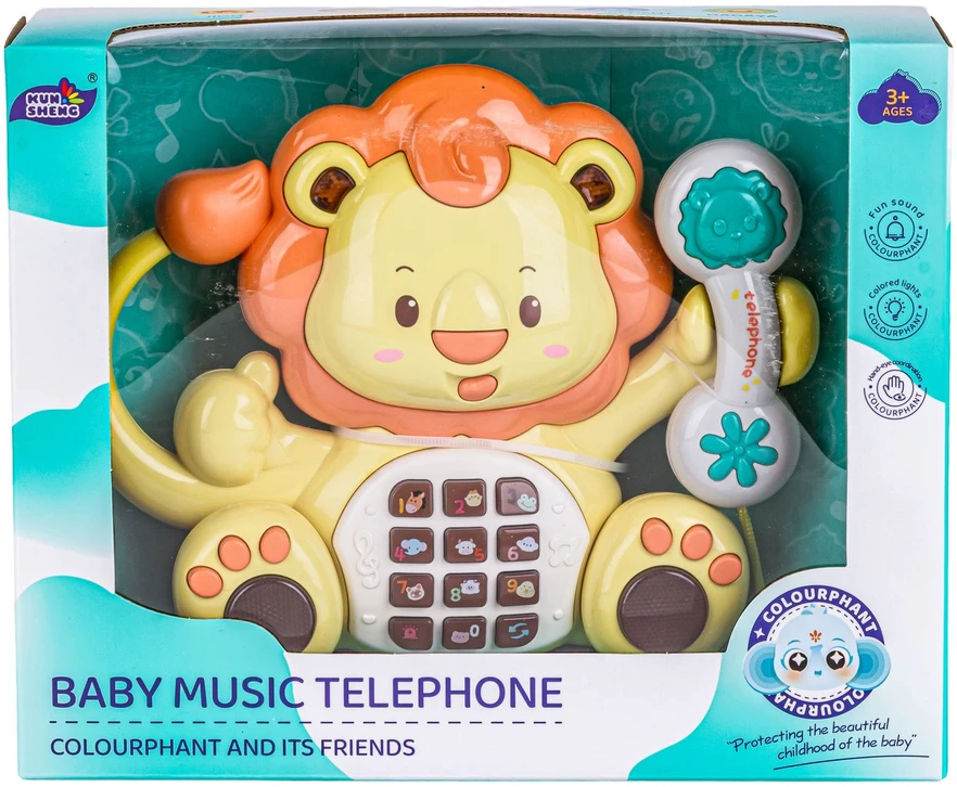 Edukacinis muzikinis liūtas su telefonu ir apšvietimu