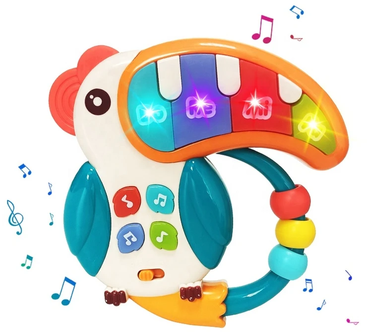 Edukacinis muzikinis žaislas tukano pianinas barškučiu su melodijomis ir garsais