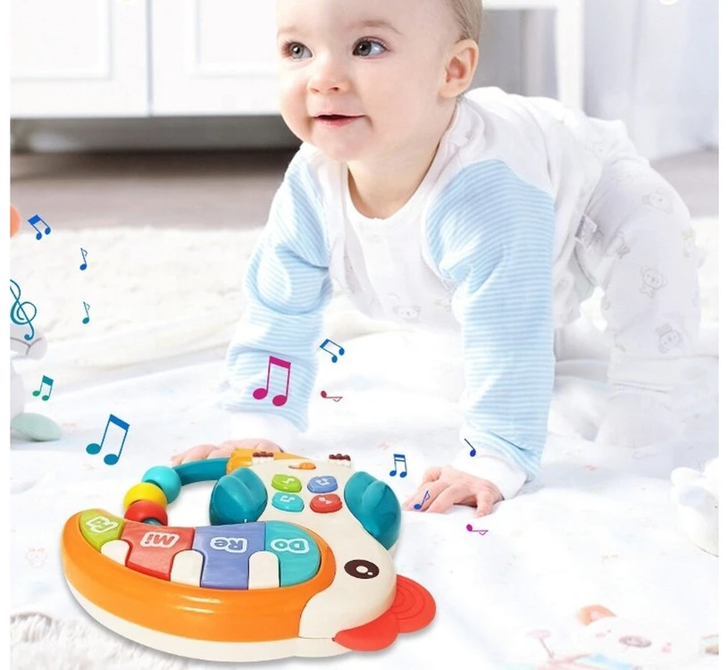 Edukacinis muzikinis žaislas tukano pianinas barškučiu su melodijomis ir garsais