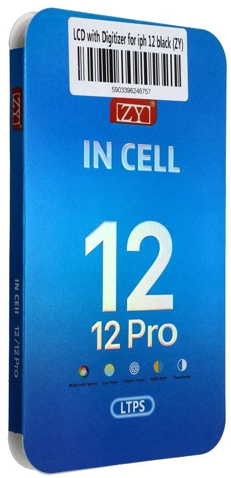 iPhone 12 / 12 Pro LCD ekranas su skaitmeniniu keitikliu, juodas (ZY-LTPS), perkeliamas IC