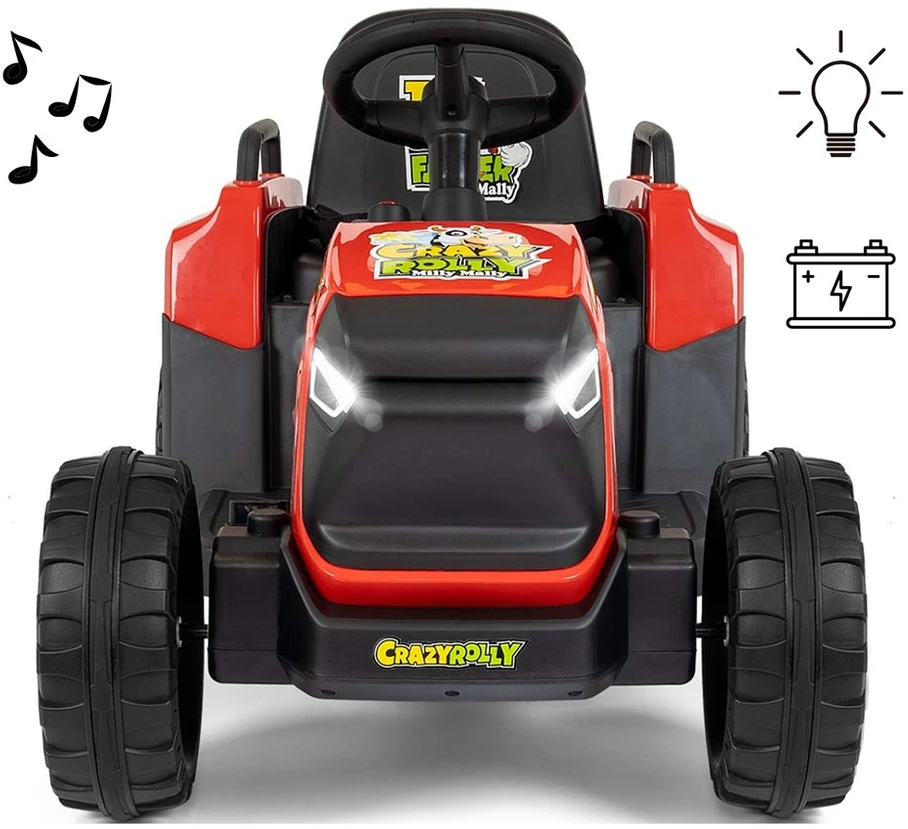 Elektrinis traktorius su priekaba Milly Mally Rolly raudonas