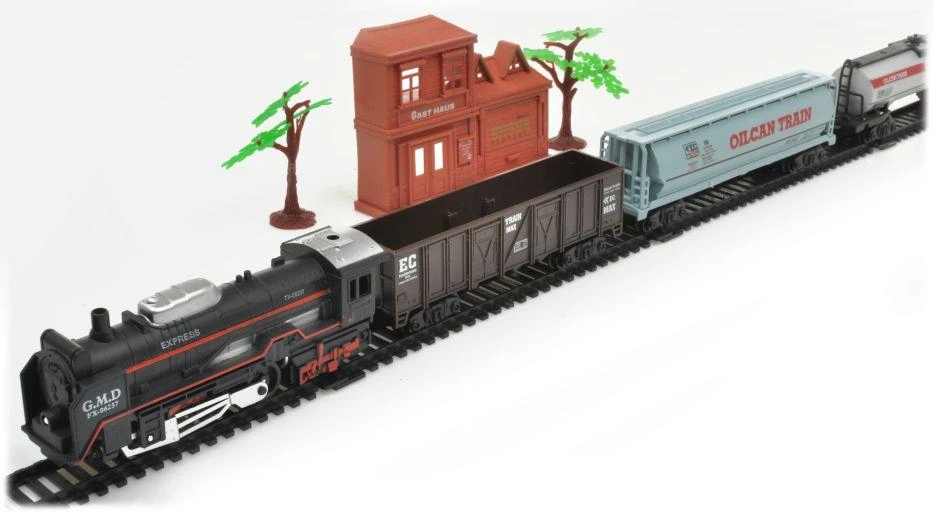Elektrinis traukinio rinkinys Rail King su garvežiu ir 3 vagonais