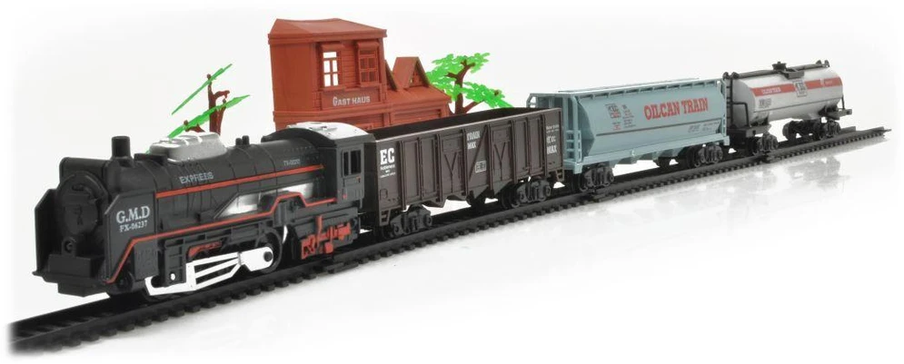 Elektrinis traukinio rinkinys Rail King su garvežiu ir 3 vagonais