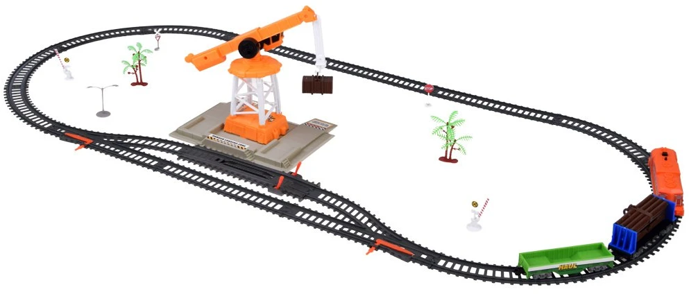 Jokomisiada Electric Train Set with Tracks, Locomotive, Wagons and Crane RC0783