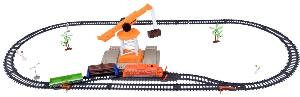 Jokomisiada Electric Train Set with Tracks, Locomotive, Wagons and Crane RC0783