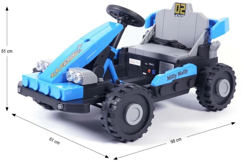 Elektrinis vaikiškas automobilis Milly Mally Prime 2in1 mėlynas