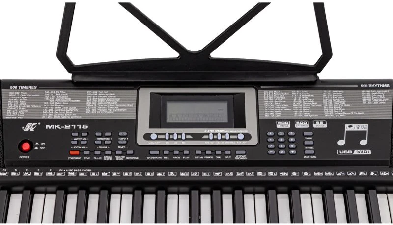 Elektroniniai klavišiniai MK-2115 su apšvietimu ir maitinimu