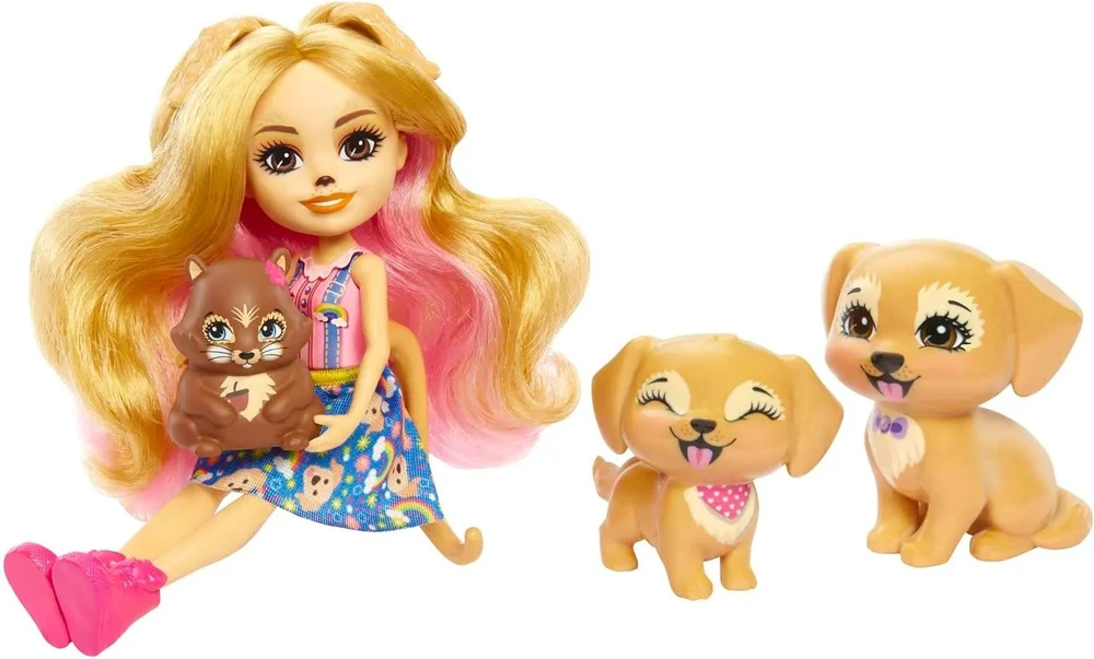 Enchantimals City Tails Gerika auksaspalvio retriverio šeimos lėlė HHB85