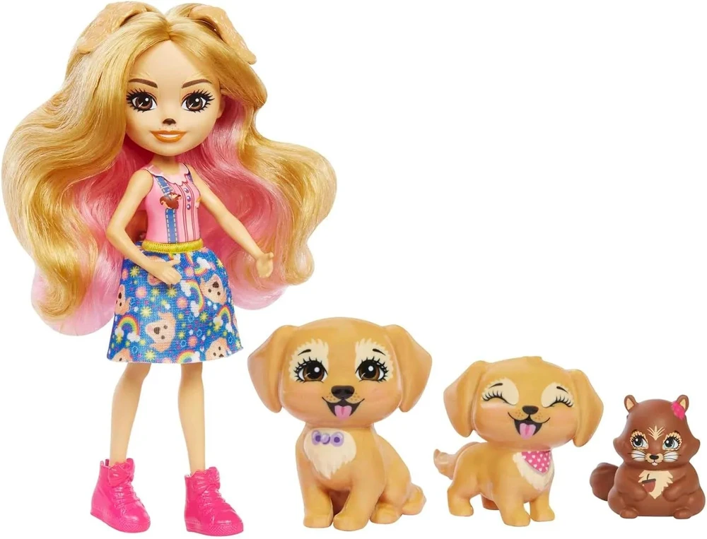 Enchantimals City Tails Gerika auksaspalvio retriverio šeimos lėlė HHB85