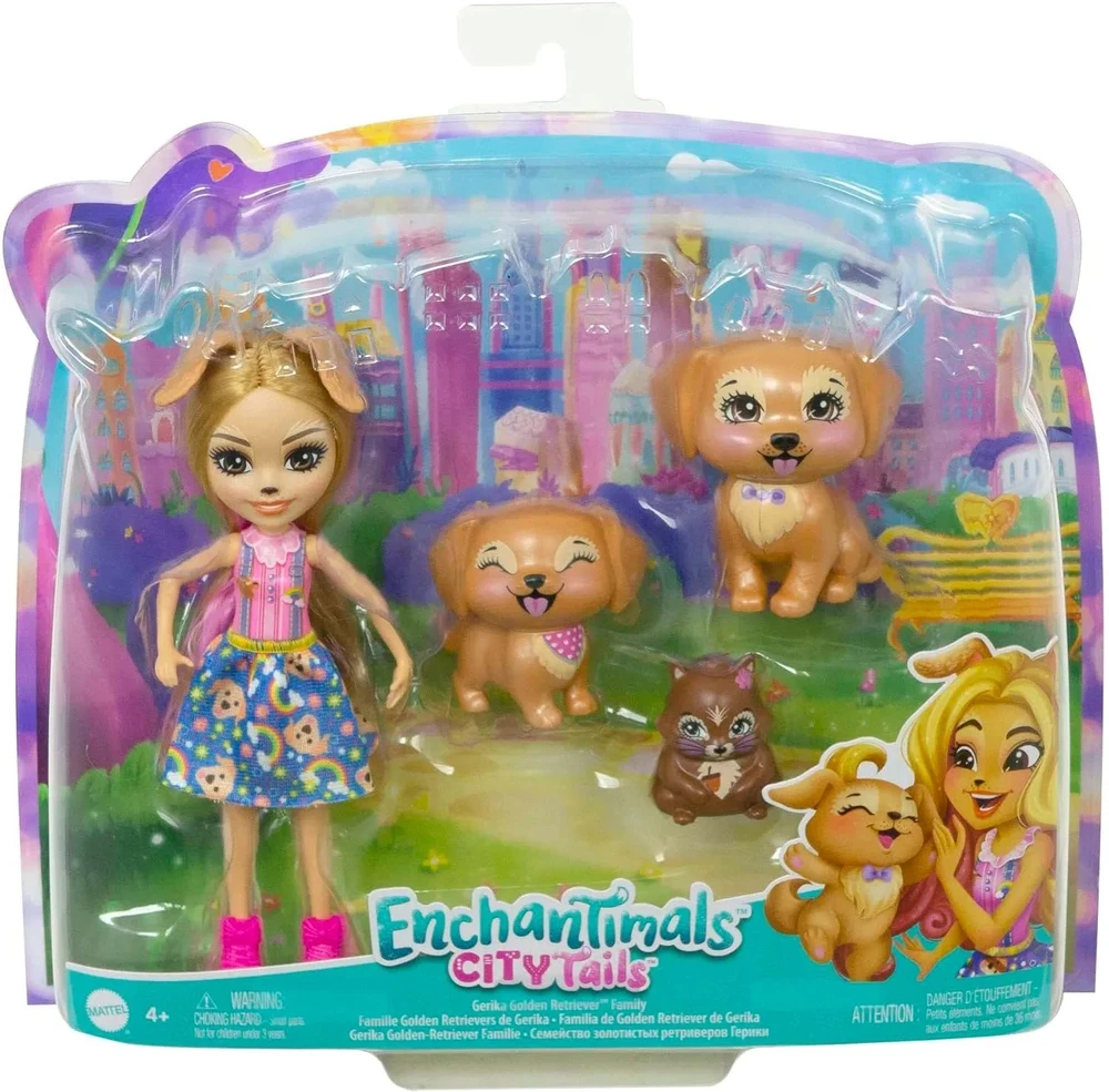 Enchantimals City Tails Gerika auksaspalvio retriverio šeimos lėlė HHB85