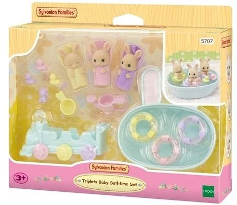 Sylvanian Families Epoch Figūrėlės biszkoptinių trynių kiškučių vonelėje rinkinys