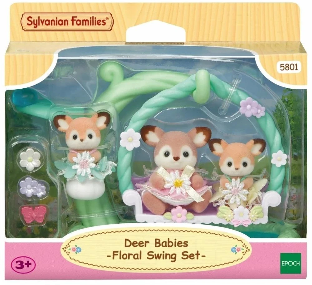 SYLVANIAN FAMILIES Mažyliai elniukai su gėlių sūpynėmis