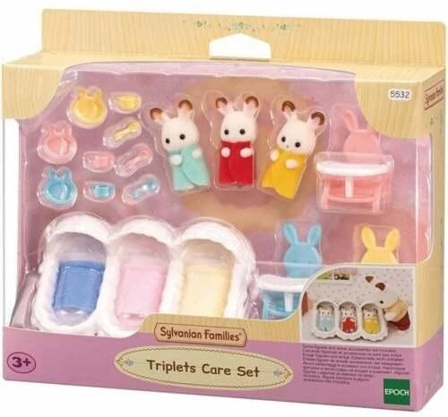 Sylvanian Families Epoch Figūrėlės trynukų kiškučių su šokoladinėmis ausytėmis
