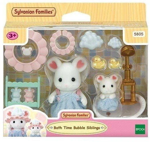Sylvanian Families Epoch Figūrėlės vonioje su burbuliukais Christopheri ir Edward