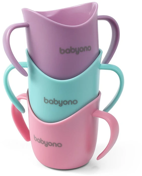 Baby Ono Babyono ergonomiškas mokomasis puodelis rožinis 1463/04