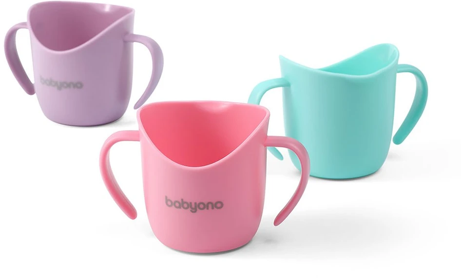 Baby Ono Babyono ergonomiškas mokomasis puodelis rožinis 1463/04