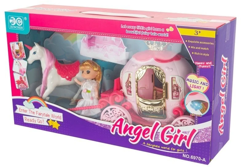 Eurobaby Zabawki Lėlės karieta su vienarage ir princese eurobaby