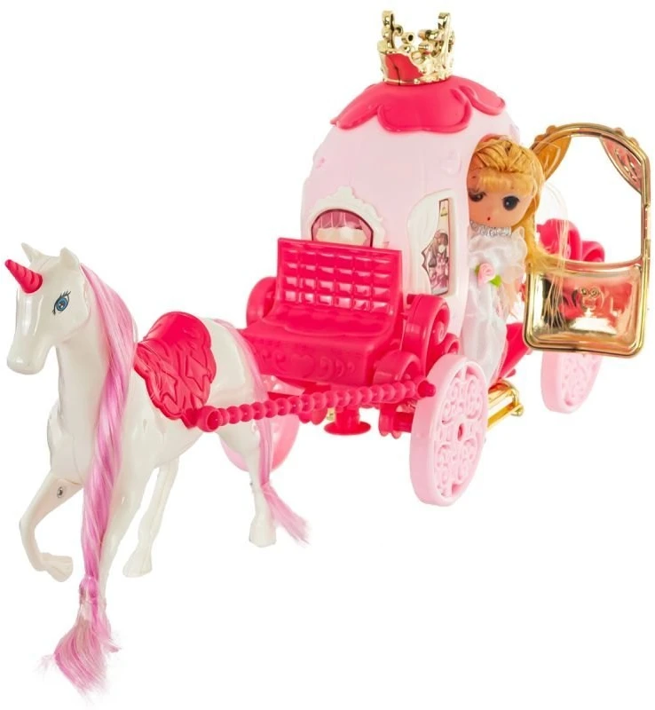 Eurobaby Zabawki Lėlės karieta su vienarage ir princese eurobaby