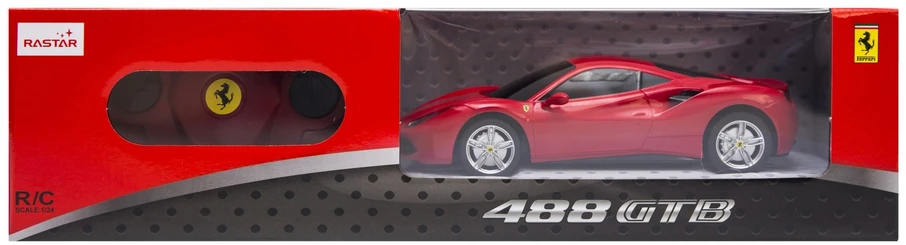 Ferrari 488 GTB mastelis 1:24 Rastar 76000 raudonas valdomas automobilis