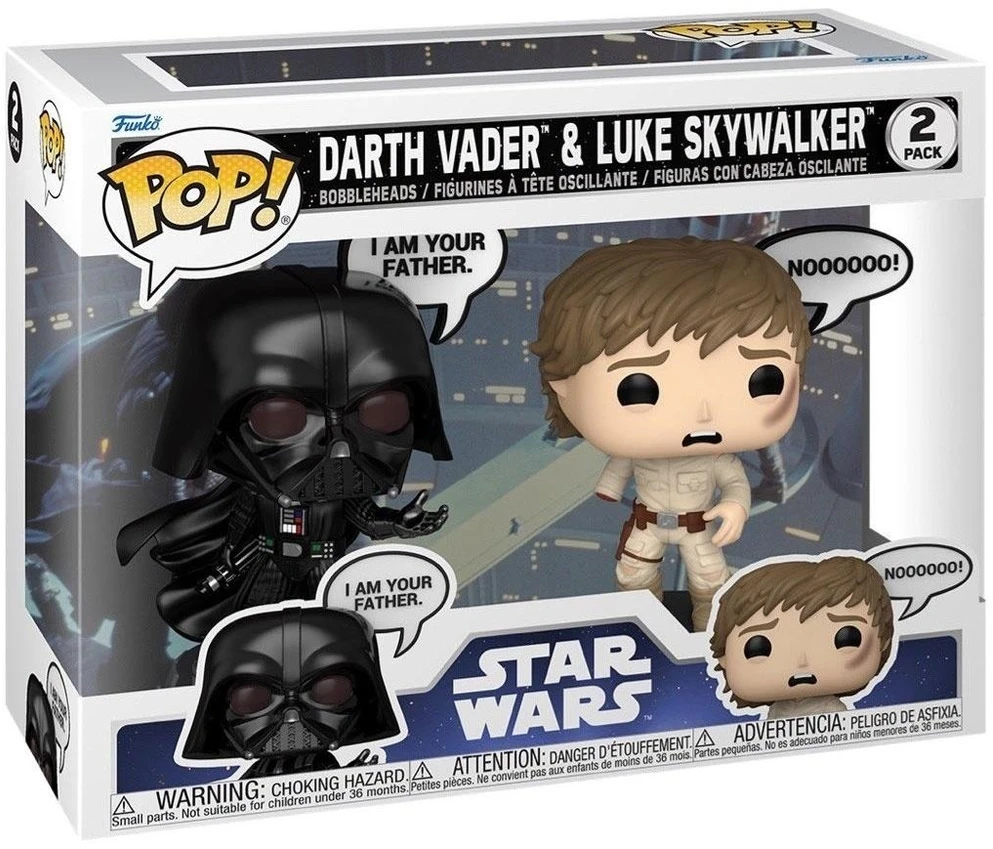 FUNKO POP! Vinilinė figūrėlė: Star Wars - Darth Vader & Luke Skywalker, 9 cm