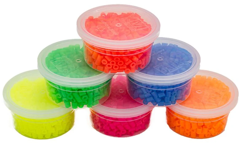 Fluorescenciniai karoliukai lyginimui 3000 vnt 6 spalvų rinkinys