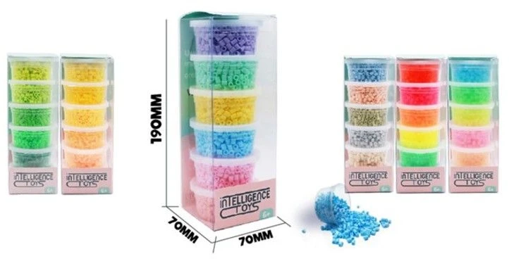 Fluorescenciniai karoliukai lyginimui 3000 vnt 6 spalvų rinkinys