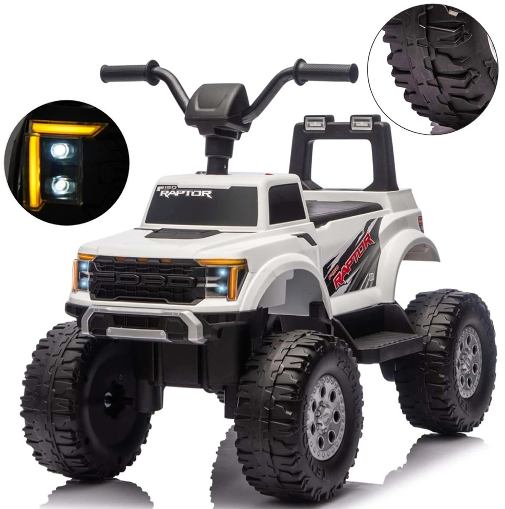 Ford F-150 Raptor Milly Mally elektrinis vaikiškas automobilis, baltas