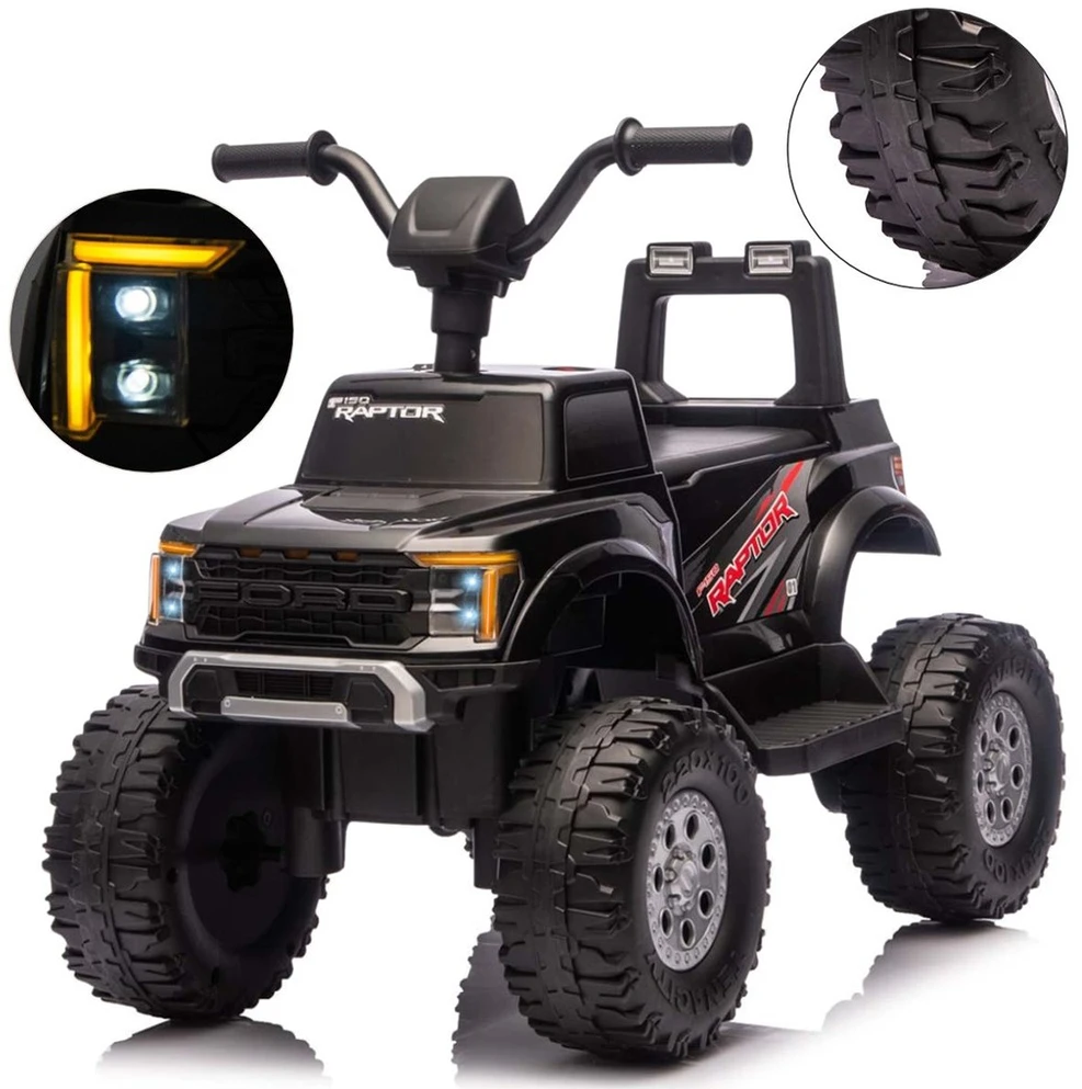 Ford F-150 Raptor Milly Mally elektrinis vaikiškas automobilis juodos spalvos
