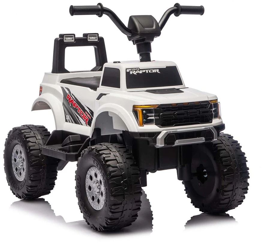 Ford F-150 Raptor Milly Mally elektrinis vaikiškas automobilis, baltas