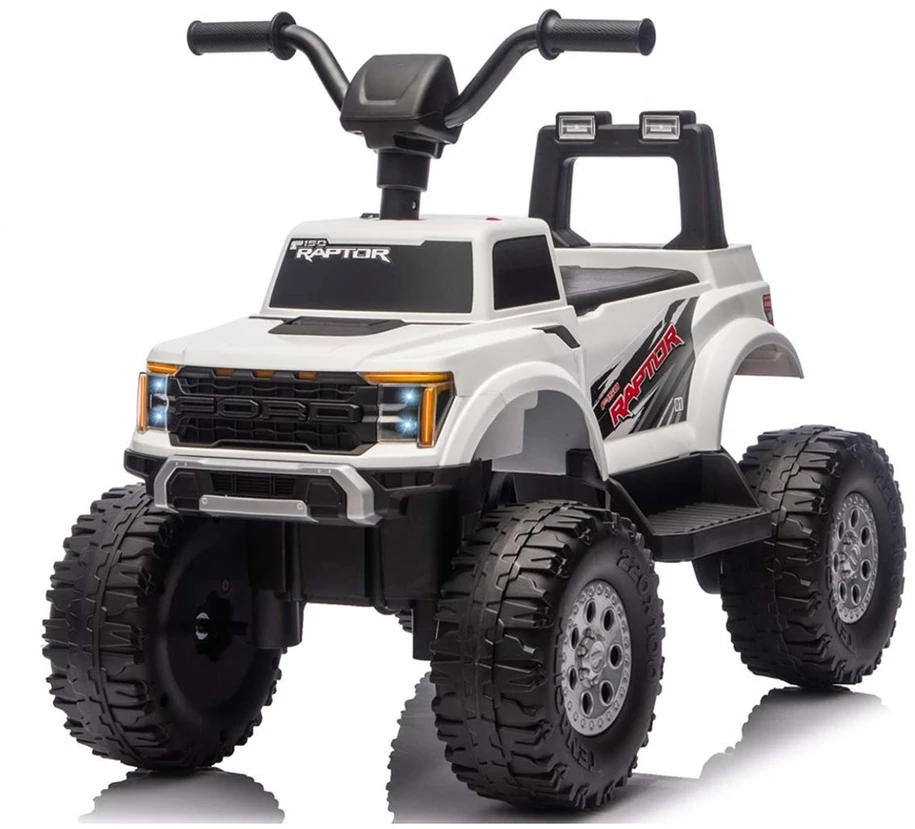 Ford F-150 Raptor Milly Mally elektrinis vaikiškas automobilis, baltas