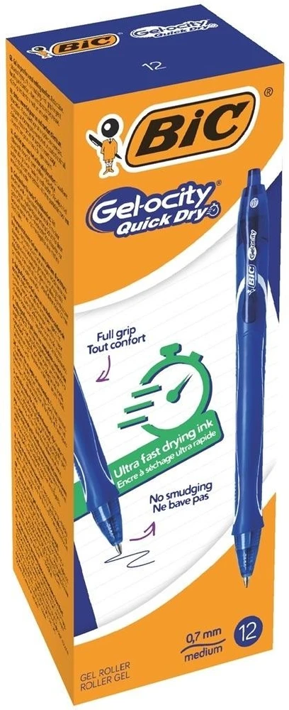 Bic Gelinis rašiklis Gel-Ocity Quick Dry, mėlynas, pakuotėje 12 vnt. 498303