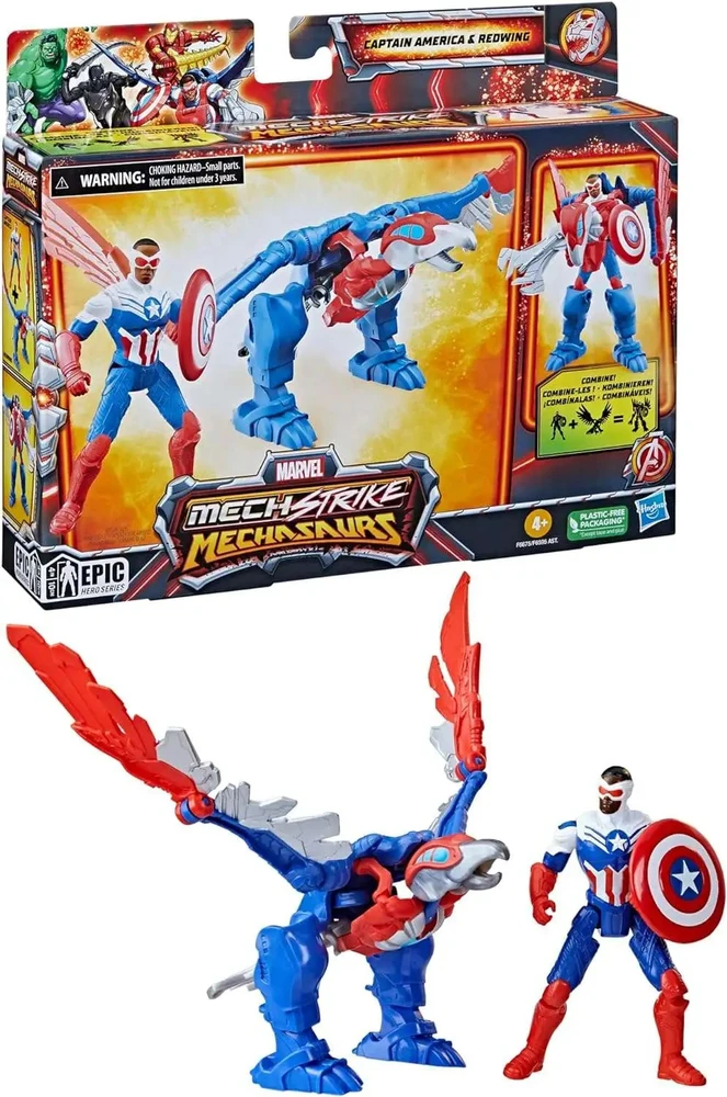 Hasbro Mech Strike Mechasaurus figūrėlės Captain America 2 vnt.